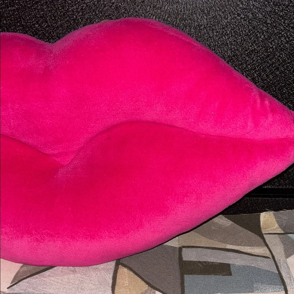 Pink Lip-Shaped Accent Pillow